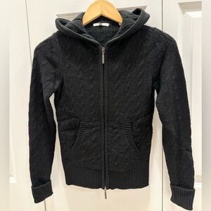 Preowned Vince cashmere cable knit zip sweater black size small.